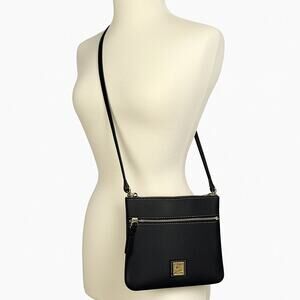 Dooney & Bourke Black Leather Crossbody Bag – Red Interior